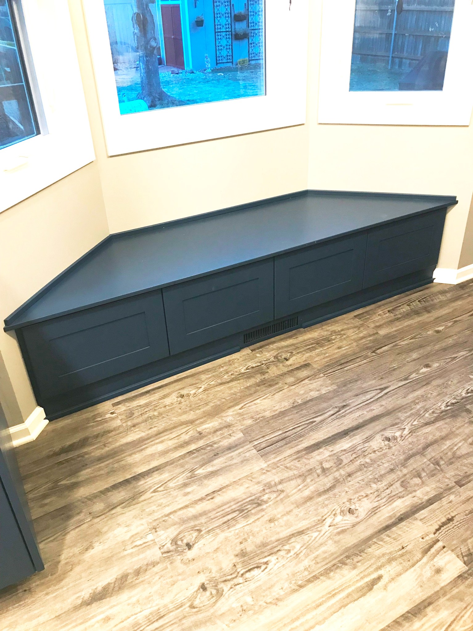 Dark Blue Lower Cabinets With White Upper Cabinets Kitchen Remodel by BAJCO Construction project photo 5